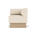 Audo Copenhagen Eave Dining Sofa, Corner, 30", Right Corner in Logan Jasmine on a Plateau base in Natural Oak, packshot on white