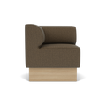 Audo Copenhagen Eave Dining Sofa, Corner, 30", Left Corner in Logan Nutmeg on a Plateau base in Natural Oak, packshot on white