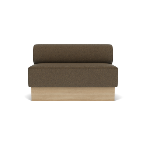 Audo Copenhagen Eave Dining Sofa, Open Section, 50" in Logan Nutmeg on a Plateau base in Natural Oak, packshot on white