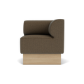 Audo Copenhagen Eave Dining Sofa, Corner, 30", Right Corner in Logan Nutmeg on a Plateau base in Natural Oak, packshot on white