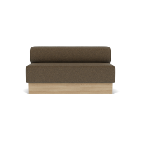 Audo Copenhagen Eave Dining Sofa, Open Section, 59" in Logan Nutmeg on a Plateau base in Natural Oak, packshot on white