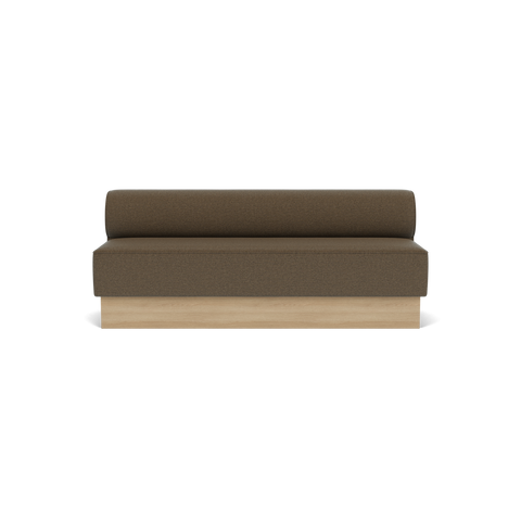 Audo Copenhagen Eave Dining Sofa, Open Section, 79" in Logan Nutmeg on a Plateau base in Natural Oak, packshot on white