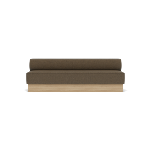 Audo Copenhagen Eave Dining Sofa, Open Section, 95" in Logan Nutmeg on a Plateau base in Natural Oak, packshot on white