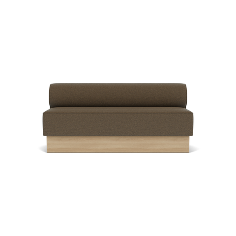 Audo Copenhagen Eave Dining Sofa, Open Section, 69" in Logan Nutmeg on a Plateau base in Natural Oak, packshot on white