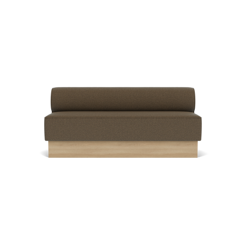 Audo Copenhagen Eave Dining Sofa, Open Section, 71" in Logan Nutmeg on a Plateau base in Natural Oak, packshot on white