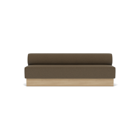 Audo Copenhagen Eave Dining Sofa, Open Section, 89" in Logan Nutmeg on a Plateau base in Natural Oak, packshot on white
