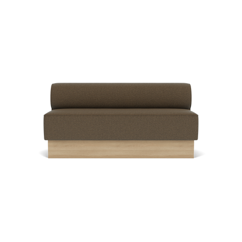 Audo Copenhagen Eave Dining Sofa, Open Section, 65" in Logan Nutmeg on a Plateau base in Natural Oak, packshot on white