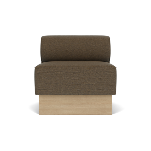 Audo Copenhagen Eave Dining Sofa, Open Section, 32" in Logan Nutmeg on a Plateau base in Natural Oak, packshot on white