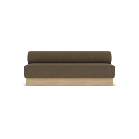 Audo Copenhagen Eave Dining Sofa, Open Section, 83" in Logan Nutmeg on a Plateau base in Natural Oak, packshot on white