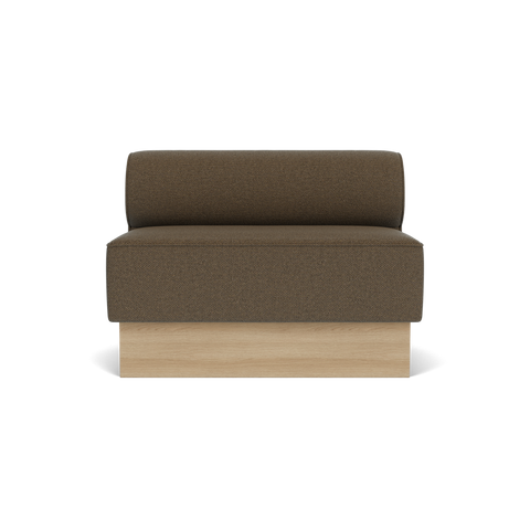 Audo Copenhagen Eave Dining Sofa, Open Section, 44" in Logan Nutmeg on a Plateau base in Natural Oak, packshot on white