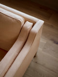 Arm and back cushion detail of Mogensen 2213 three seater in natural leather