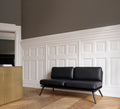 Fredericia Spine Lounge Sofa in black leather with black base styled in a modern Danish interior