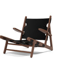 saddle black leather and smoked oak hunting chair by borge mogensen for fredericia furniture