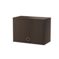 String® System cabinet with flip door in dark oak finish, customizable shelving component
