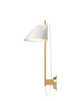 white and brass yuh wall lamp by louis poulsen