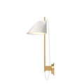 white and brass yuh wall lamp by louis poulsen