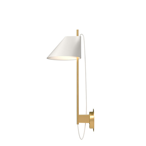 white and brass yuh wall lamp by louis poulsen