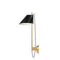 black and brass yuh wall lamp by louis poulsen