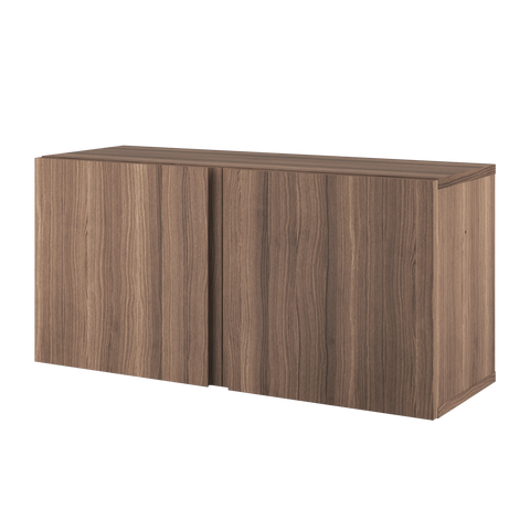 String Furniture Pira Cabinet in walnut, 34 inch shelf cabinet with discreet handles, white background packshot
