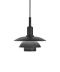 metal black ph 3/3 pendant designed by poul henningsen for louis poulsen