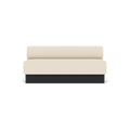 Audo Copenhagen Eave Dining Sofa, Open Section, 71" in Logan Jasmine on a Plateau base in Black Oak, packshot on white
