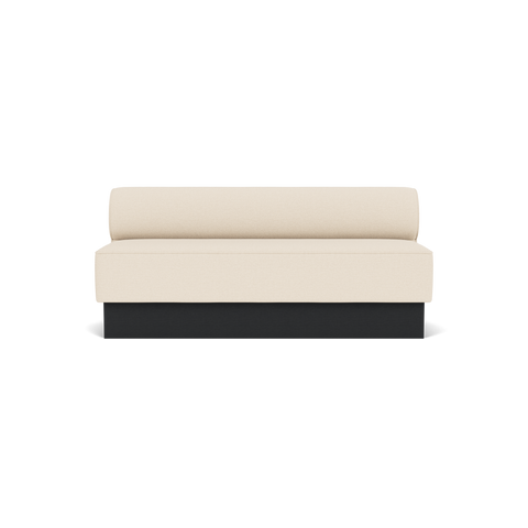 Audo Copenhagen Eave Dining Sofa, Open Section, 71" in Logan Jasmine on a Plateau base in Black Oak, packshot on white