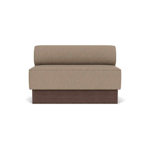 Audo Copenhagen Eave Dining Sofa, Open Section, 50" in Logan Flint on a Plateau base in Dark Stained Oak, packshot on white