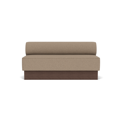 Audo Copenhagen Eave Dining Sofa, Open Section, 65" in Logan Flint on a Plateau base in Dark Stained Oak, packshot on white