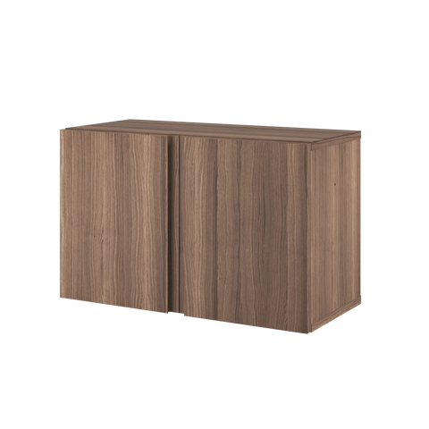 String Furniture Pira Cabinet in walnut, 26.1 inch shelf cabinet with discreet handles, white background packshot