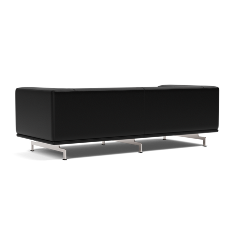 Back view of Delphi Sofa 2-seater in black leather, minimalist Scandinavian furniture by Fredericia