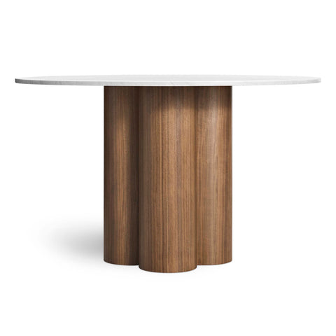 4/4 Round Dining Table by Blu Dot in Walnut and Marble