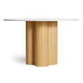4/4 Round Dining Table by Blu Dot in 48" in Marble and White Oak