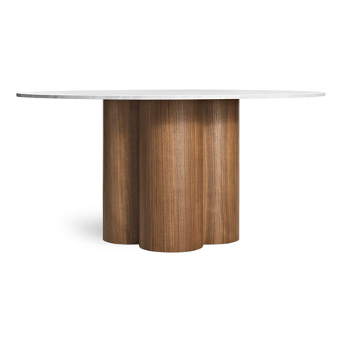 4/4 Round Dining Table by Blu Dot in 60" in marble and walnut 