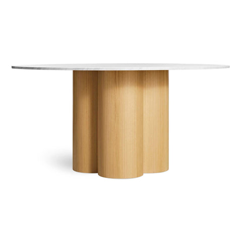 4/4 Round Dining Table by Blu Dot in White Oak and Marble