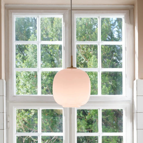 pale rose minimalist light fixture by Louis Poulsen 