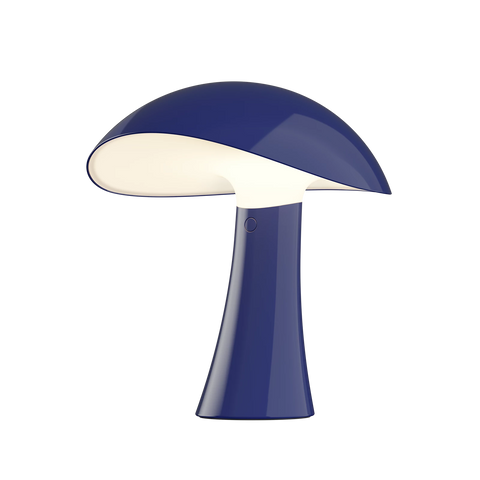 Louis Poulsen Rumee 220 Portable Lamp in Night Blue with a glossy finish and ambient glow.
