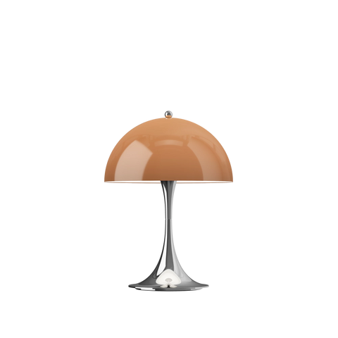 Louis Poulsen panthella 250 portable designed by Verner panton in brown and chrome