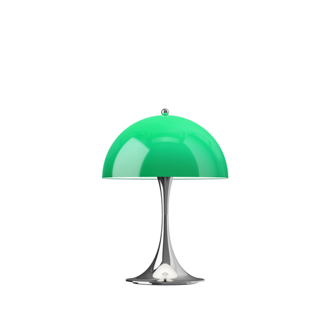Louis Poulsen panthella 250 portable designed by Verner panton in green and chrome