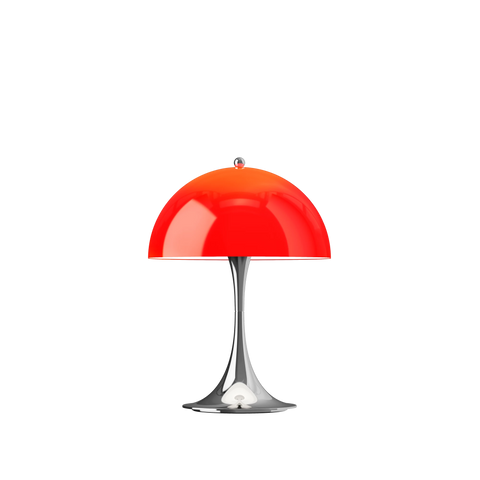 Louis Poulsen panthella 250 portable designed by Verner panton in red and chrome