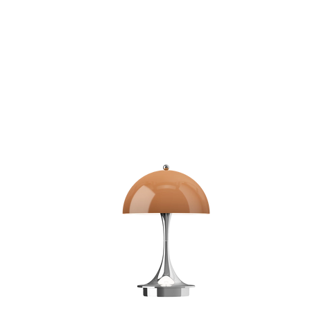 Louis Poulsen portable panthella 160 designed by Verner panton in brown and chrome