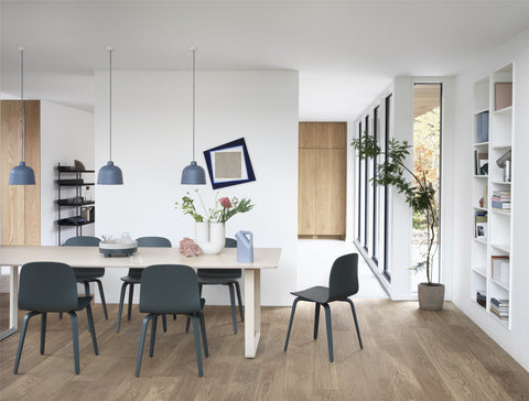 dining chairs and dining table by muuto