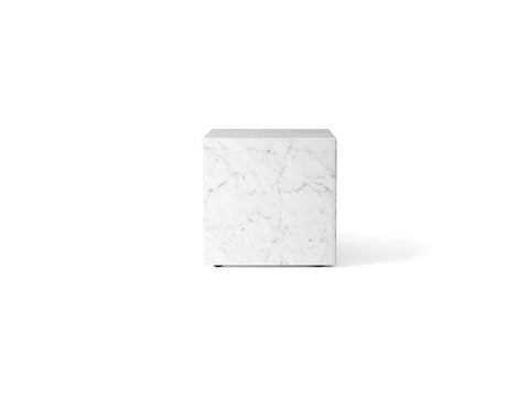 White Carrara Marble cubic end table designed by norm architects for audo copenhagen