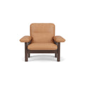 Audo Copenhagen Brasilia Lounge Chair in Dark Stained Oak and Camel Dunes, packshot on white