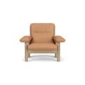 Audo Copenhagen Brasilia Lounge Chair in Natural Oak and Camel Dunes, packshot on white
