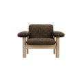 Audo Copenhagen Brasilia Lounge Chair, Low Back in Natural Oak with Sheepskin Root, packshot on white