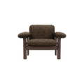 Audo Copenhagen Brasilia Lounge Chair, Low Back in Dark Stained Oak with Sheepskin Root, packshot on white