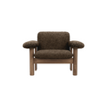 Audo Copenhagen Brasilia Lounge Chair, Low Back in Walnut with Sheepskin Root, packshot on white