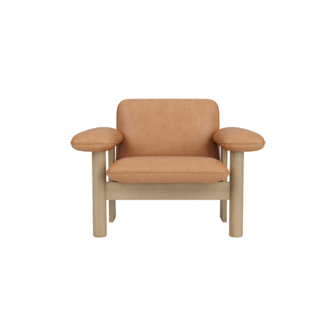 Audo Copenhagen Brasilia Lounge Chair, Low Back in Natural Oak with Camel Dunes, packshot on white