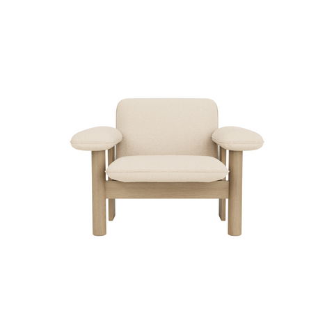 Audo Copenhagen Brasilia Lounge Chair, Low Back in Natural Oak with Logan Jasmine, packshot on white