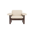 Audo Copenhagen Brasilia Lounge Chair, Low Back in Dark Stained Oak with Logan Jasmine, packshot on white